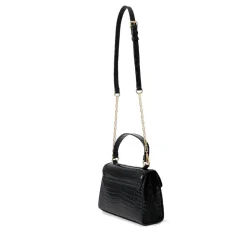 Borsa Donna a Mano LOVE MOSCHINO linea Chain Detail stampa Cocco Nero