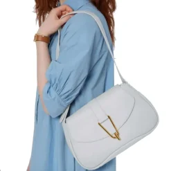 Borsa Donna a Spalla COCCINELLE in Pelle linea Himma colore Brillant White