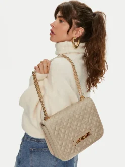 Borsa Donna a Spalla con Tracolla LOVE MOSCHINO linea Quilted colore Avorio