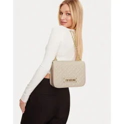 Borsa Donna a Spalla con Tracolla LOVE MOSCHINO linea Quilted colore Avorio