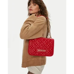 Borsa Donna a Spalla con Tracolla LOVE MOSCHINO linea Quilted colore Rosso