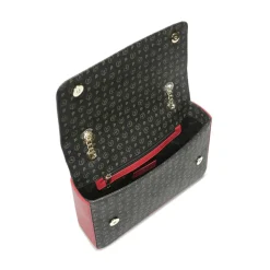 Borsa Donna a Spalla e Tracolla POLLINI Linea Heritage Logo Classic Nero e Lacca
