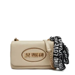 Borsa Donna a Spalla e Tracolla LOVE MOSCHINO Avorio con Foulard Logato