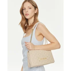 Borsa Donna a Spalla e Tracolla LOVE MOSCHINO linea Lettering Logo Avorio