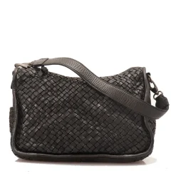 Borsa Donna a Spalla e Tracolla GIANNI CONTI in Pelle Intrecciata Nera