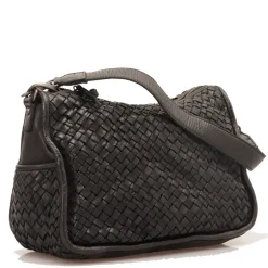 Borsa Donna a Spalla e Tracolla GIANNI CONTI in Pelle Intrecciata Nera
