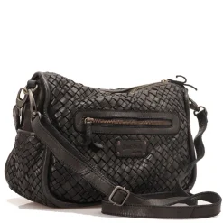 Borsa Donna a Spalla e Tracolla GIANNI CONTI in Pelle Intrecciata Nera