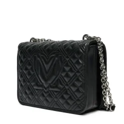 Borsa Donna a Spalla e Tracolla LOVE MOSCHINO linea Quilted Nero e Nikel