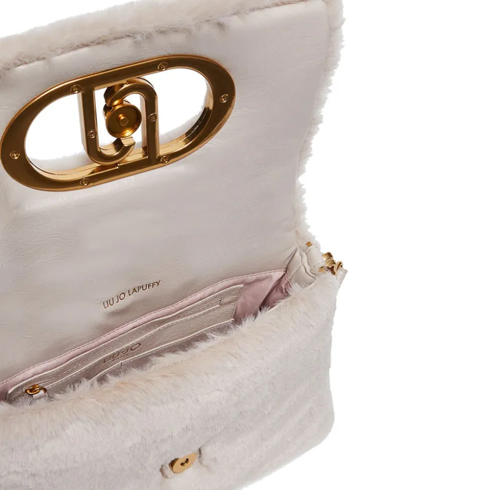 Borsa Donna a Spalla e Tracolla LIU JO linea La Puffy in Eco-Fur Soft Cream