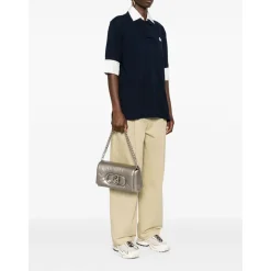 Borsa Donna a Spalla e Tracolla LIU JO linea La Puffy Imbottita Metallizzata color Mocha