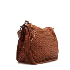 Borsa Donna a Spalla e Tracolla GIANNI CONTI in Pelle Intrecciata color Tan