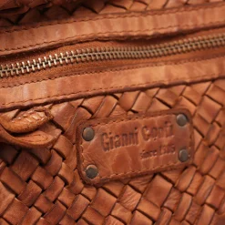Borsa Donna a Spalla e Tracolla GIANNI CONTI in Pelle Intrecciata color Tan