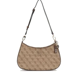 Borsa Donna a Spalla GUESS Linea Noelle colore Latte Logo - Brown Misura Piccola