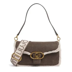 Borsa Donna a Spalla LIU JO in Tessuto Spalmato Marrone con Inserti Teddy