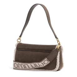 Borsa Donna a Spalla LIU JO in Tessuto Spalmato Marrone con Inserti Teddy