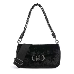 Borsa Donna a Spalla LIU JO Effetto Velluto Nero con Logo