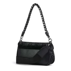 Borsa Donna a Spalla LIU JO Effetto Velluto Nero con Logo