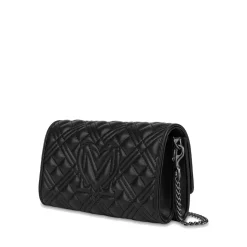 Borsa Donna a Spalla LOVE MOSCHINO linea Quilted Tab Nero con Logo Canna di Fucile