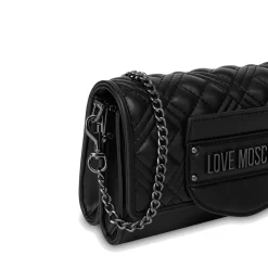 Borsa Donna a Spalla LOVE MOSCHINO linea Quilted Tab Nero con Logo Canna di Fucile