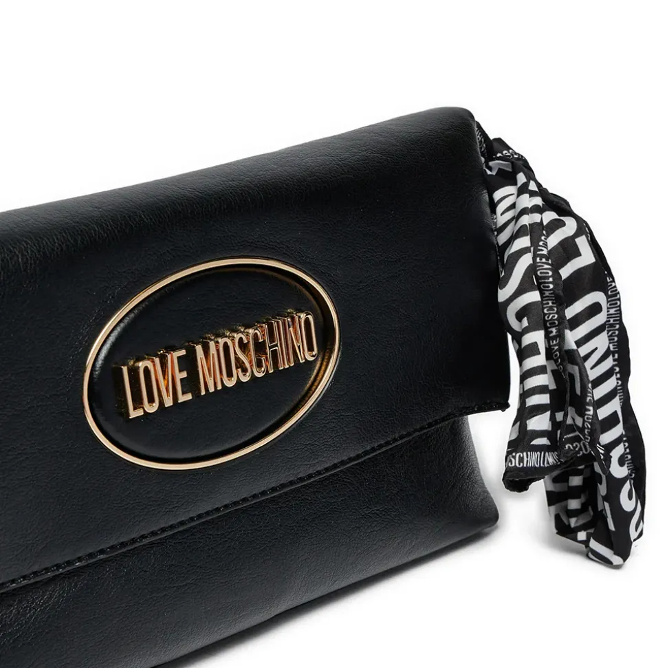 Borsa Donna a Spalla LOVE MOSCHINO Nera con Foulard Logato