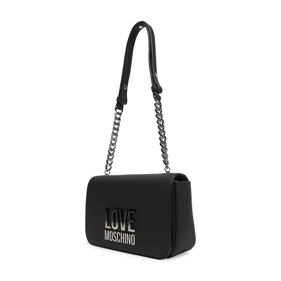 Borsa Donna a Spalla LOVE MOSCHINO Nera con Logo Lettering Sfumato