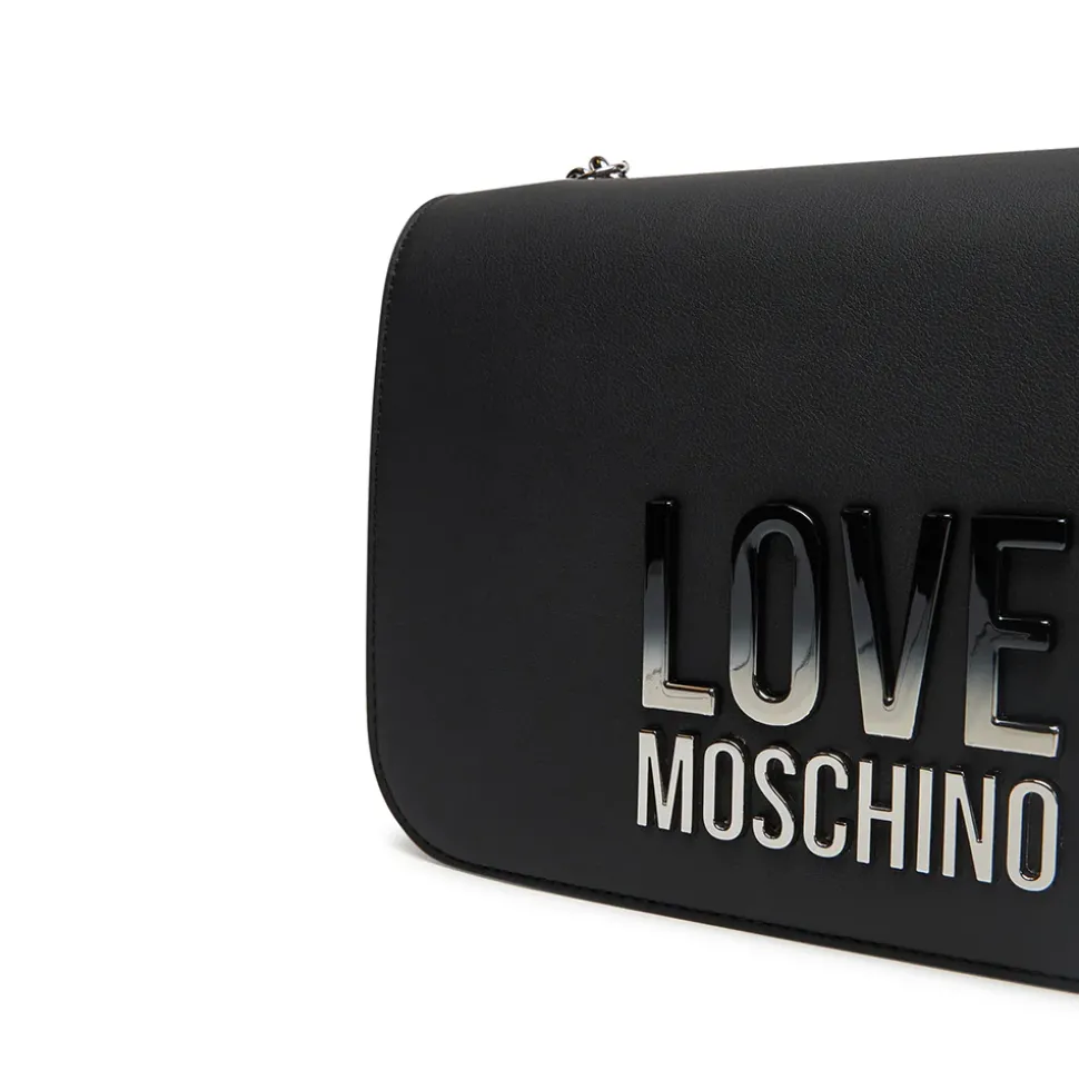 Borsa Donna a Spalla LOVE MOSCHINO Nera con Logo Lettering Sfumato