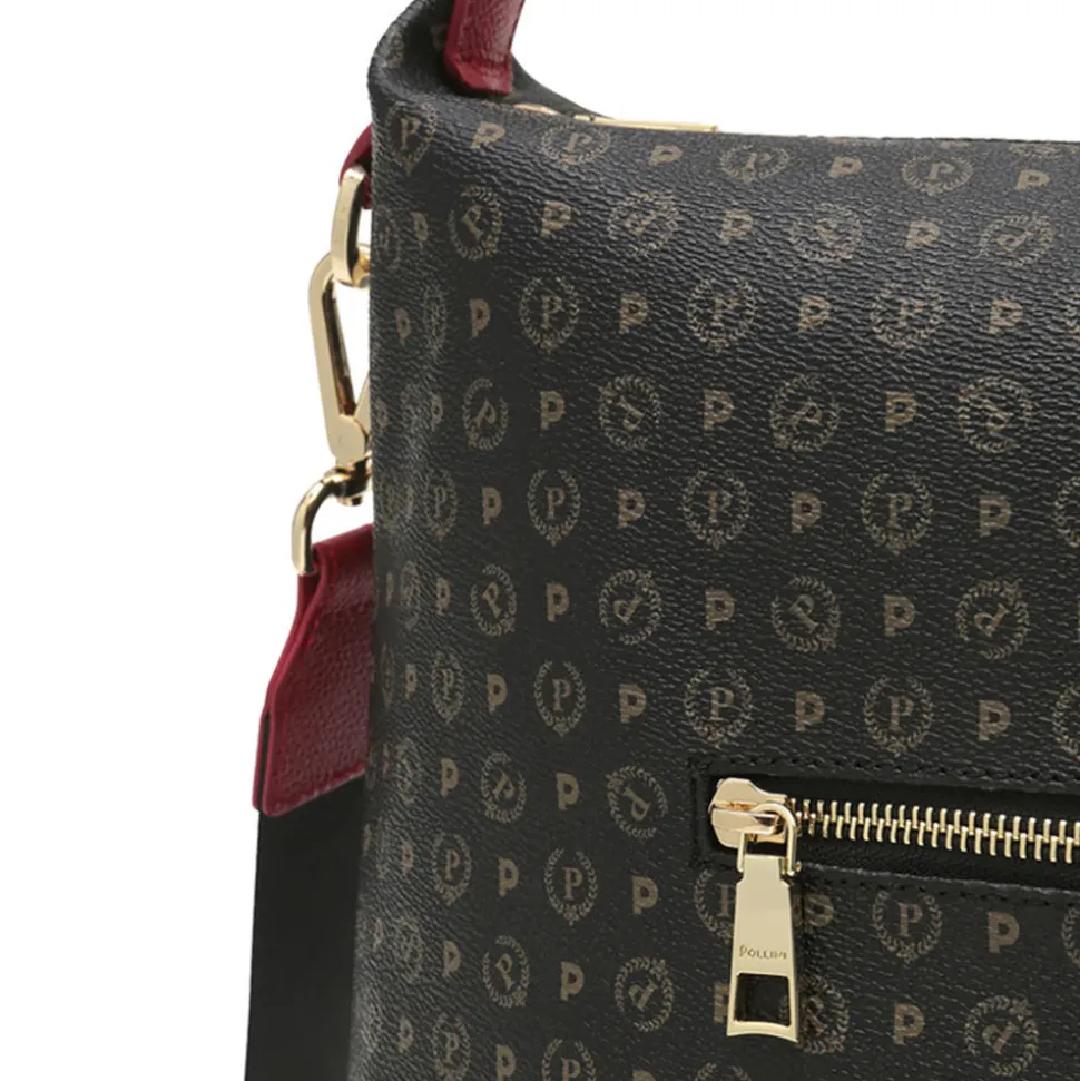 Borsa Donna a Spalla POLLINI linea Heritage PVC Nero e Lacca