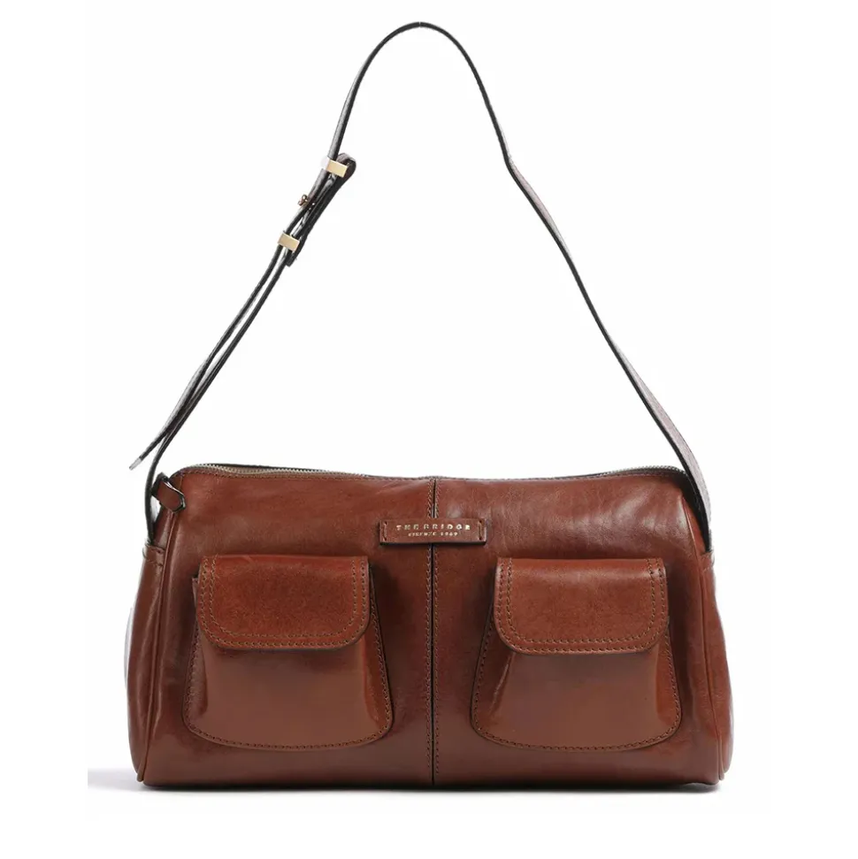 Borsa Donna a Spalla THE BRIDGE linea Flora in Pelle Marrone
