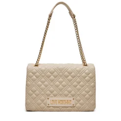 Borsa Donna a Spalla Trapuntata LOVE MOSCHINO linea Lettering Logo Avorio