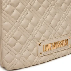 Borsa Donna a Spalla Trapuntata LOVE MOSCHINO linea Lettering Logo Avorio