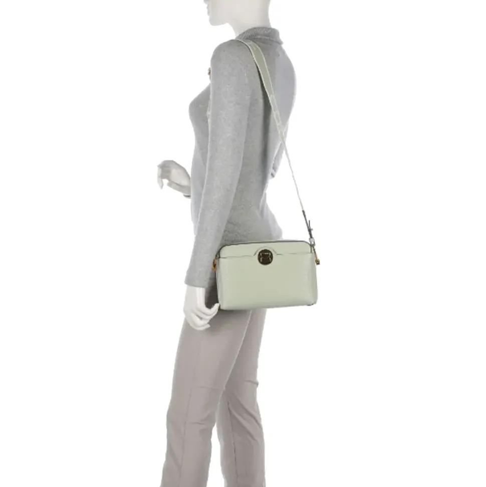 Borsa Donna a Tracolla chiusa con Zip COCCINELLE in Pelle Linea Liya Signature colore Celadon Green