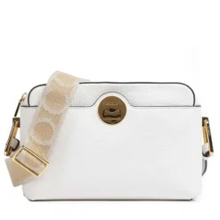 Borsa Donna a Tracolla chiusa con Zip COCCINELLE in Pelle Linea Liya Signature colore Brillant White