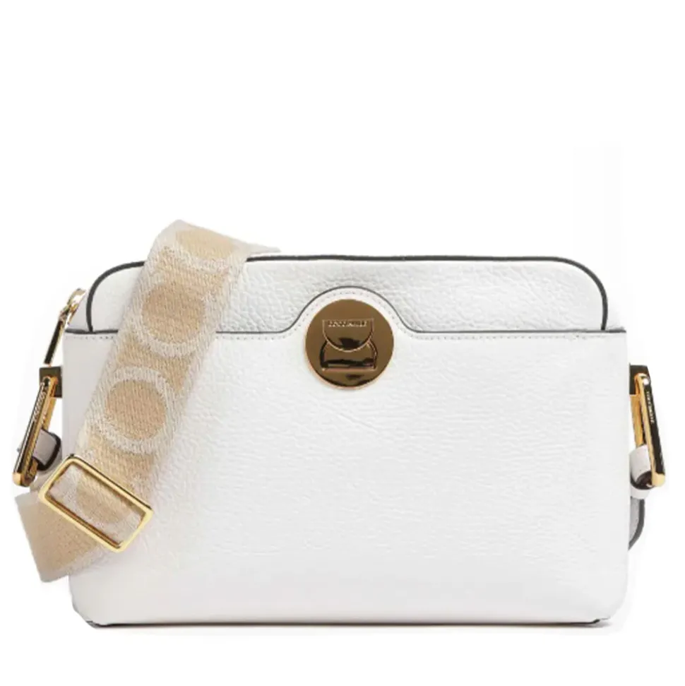 Borsa Donna a Tracolla chiusa con Zip COCCINELLE in Pelle Linea Liya Signature colore Brillant White