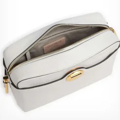 Borsa Donna a Tracolla chiusa con Zip COCCINELLE in Pelle Linea Liya Signature colore Brillant White