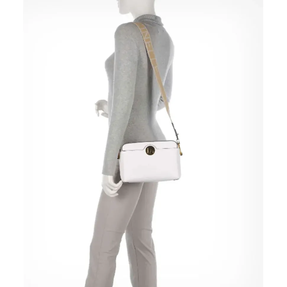 Borsa Donna a Tracolla chiusa con Zip COCCINELLE in Pelle Linea Liya Signature colore Brillant White