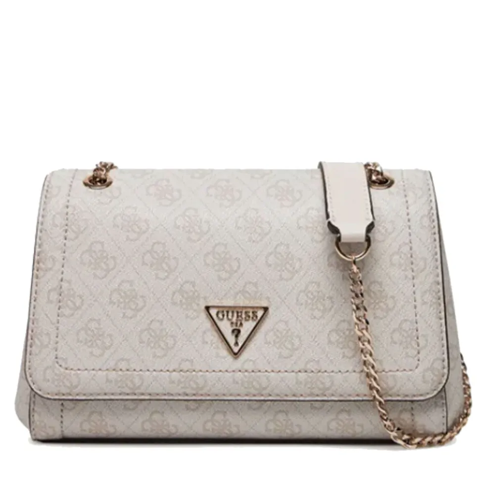 Borsa Donna a Tracolla GUESS Chiusa con Pattina Linea Noelle colore Bone Logo