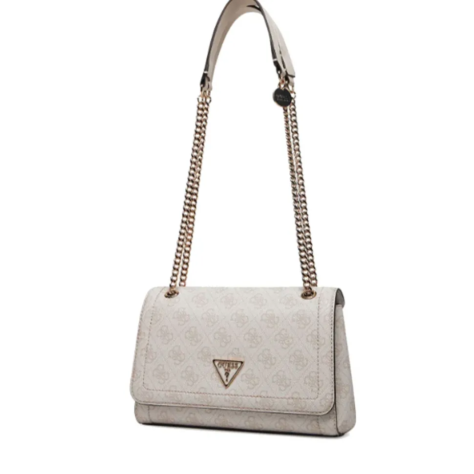 Borsa Donna a Tracolla GUESS Chiusa con Pattina Linea Noelle colore Bone Logo