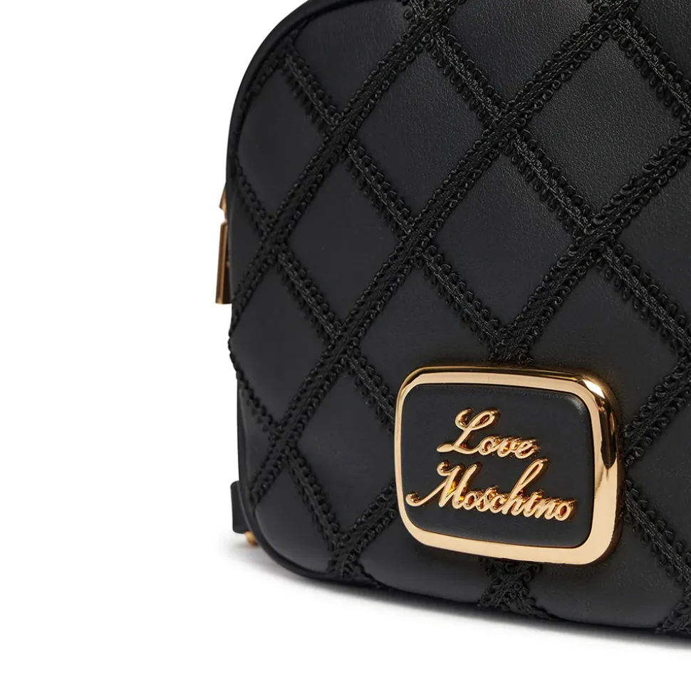 Borsa Donna a Tracolla LOVE MOSCHINO con Ricamo a Scacchi Nero