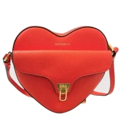 Borsa Donna a Tracolla Mini COCCINELLE a Forma di Cuore in Pelle Gazpacho linea Beat Soft