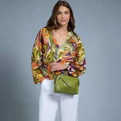 Borsa Donna a Tracolla THE BRIDGE linea Frida in Pelle Verde Pistacchio