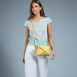 Borsa Donna a Tracolla THE BRIDGE linea Frida in Pelle Giallo Banana