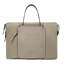 Borsa Donna da Lavoro PIQUADRO linea Circle in Pelle e Tessuto Beige - CA4021W92T