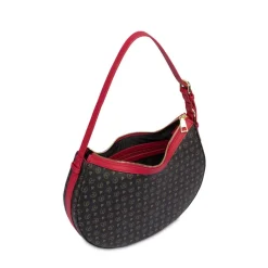 Borsa Donna Hobo a Spalla POLLINI linea Heritage Logo Classic Nero e Rosso