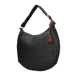 Borsa Donna Hobo a Tracolla POLLINI linea Heritage Logo Classic Nero e Marrone