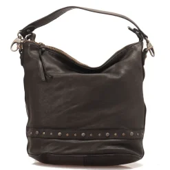 Borsa Donna Hobo GIANNI CONTI in Pelle Liscia Nera con Borchie