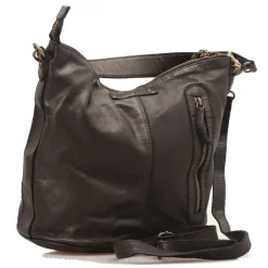 Borsa Donna Hobo GIANNI CONTI in Pelle Liscia Nera con Borchie