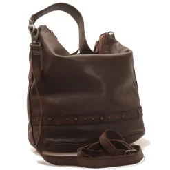 Borsa Donna Hobo GIANNI CONTI in Pelle Liscia Marrone con Borchie