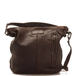 Borsa Donna Hobo GIANNI CONTI in Pelle Liscia Marrone con Borchie