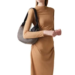 Borsa Donna Hobo Medium BORBONESE linea Lover in Tessuto stampa Op Naturale e Nero