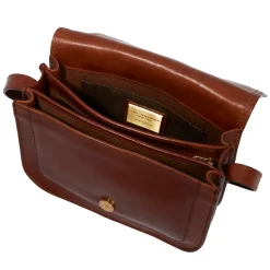 Borsa Donna Media a Tracolla The Bridge in Pelle Marrone linea Story Made in Italy